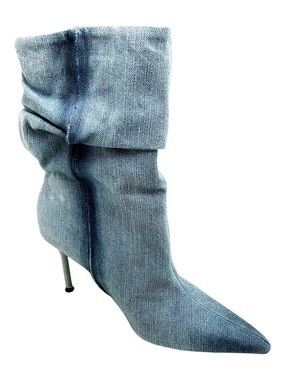 {Zara} Denim Slouchy Ankle Boots